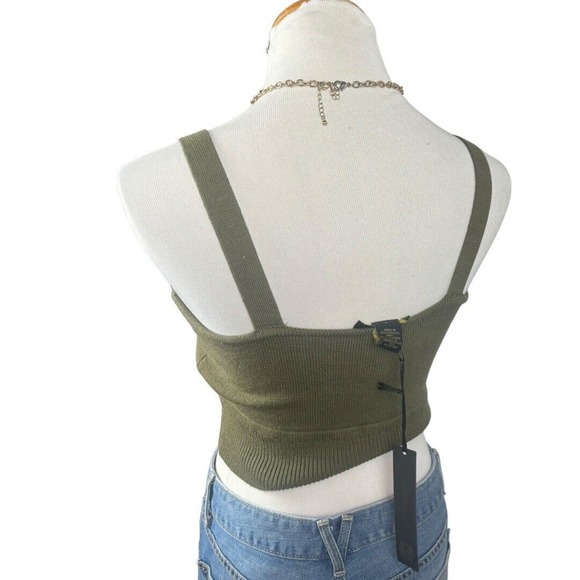 House Of Harlow‎ Sweater Tank Crop Olive Knit Size Large - Picture 4 of 5